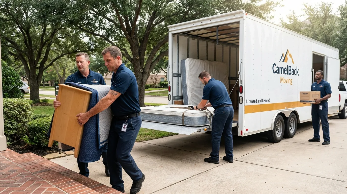 Crew loading residential truck for cross-state move from Garden City, MO